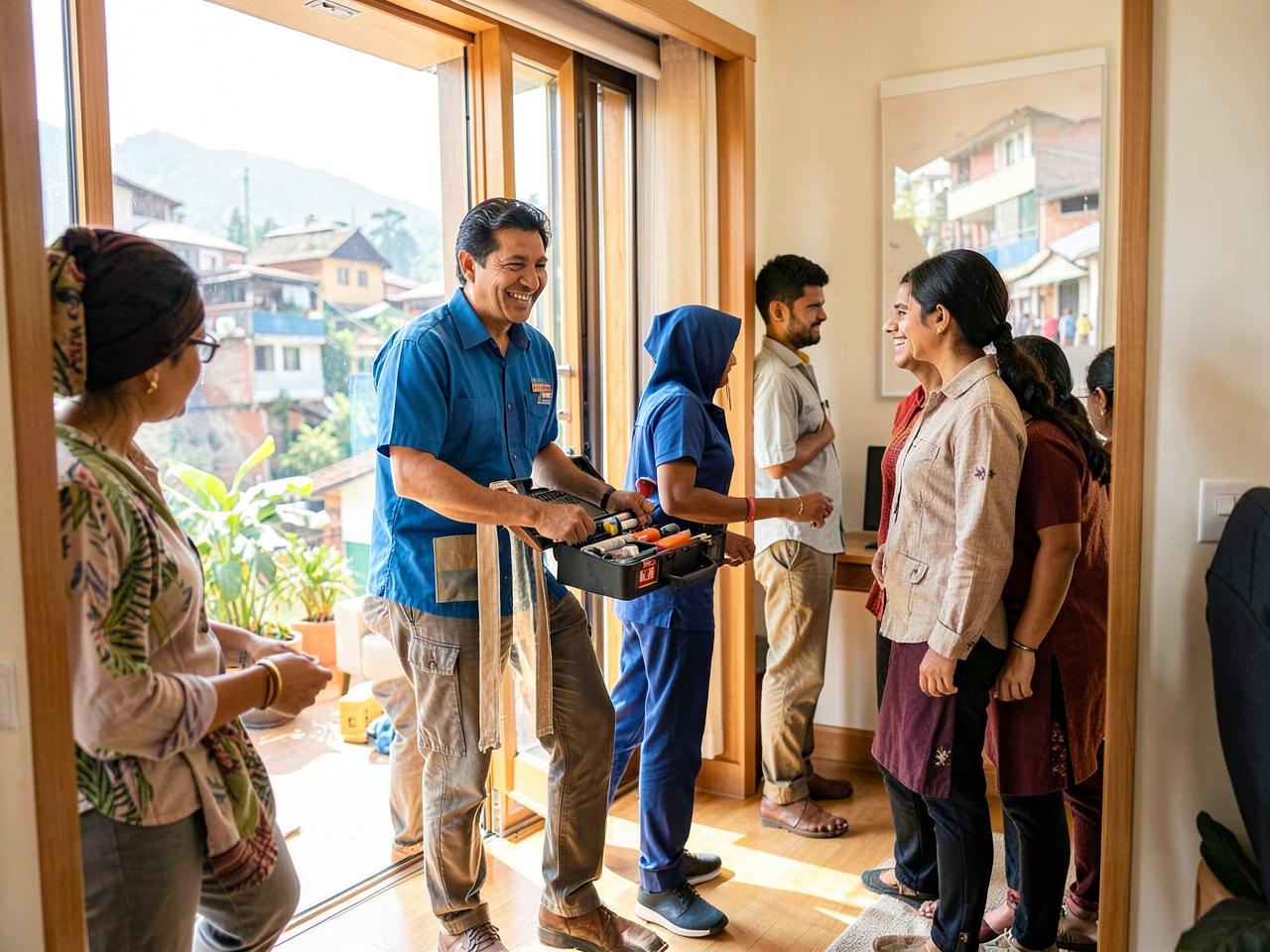 A Sajilo Ghar professional arriving at a customer's home in Kathmandu